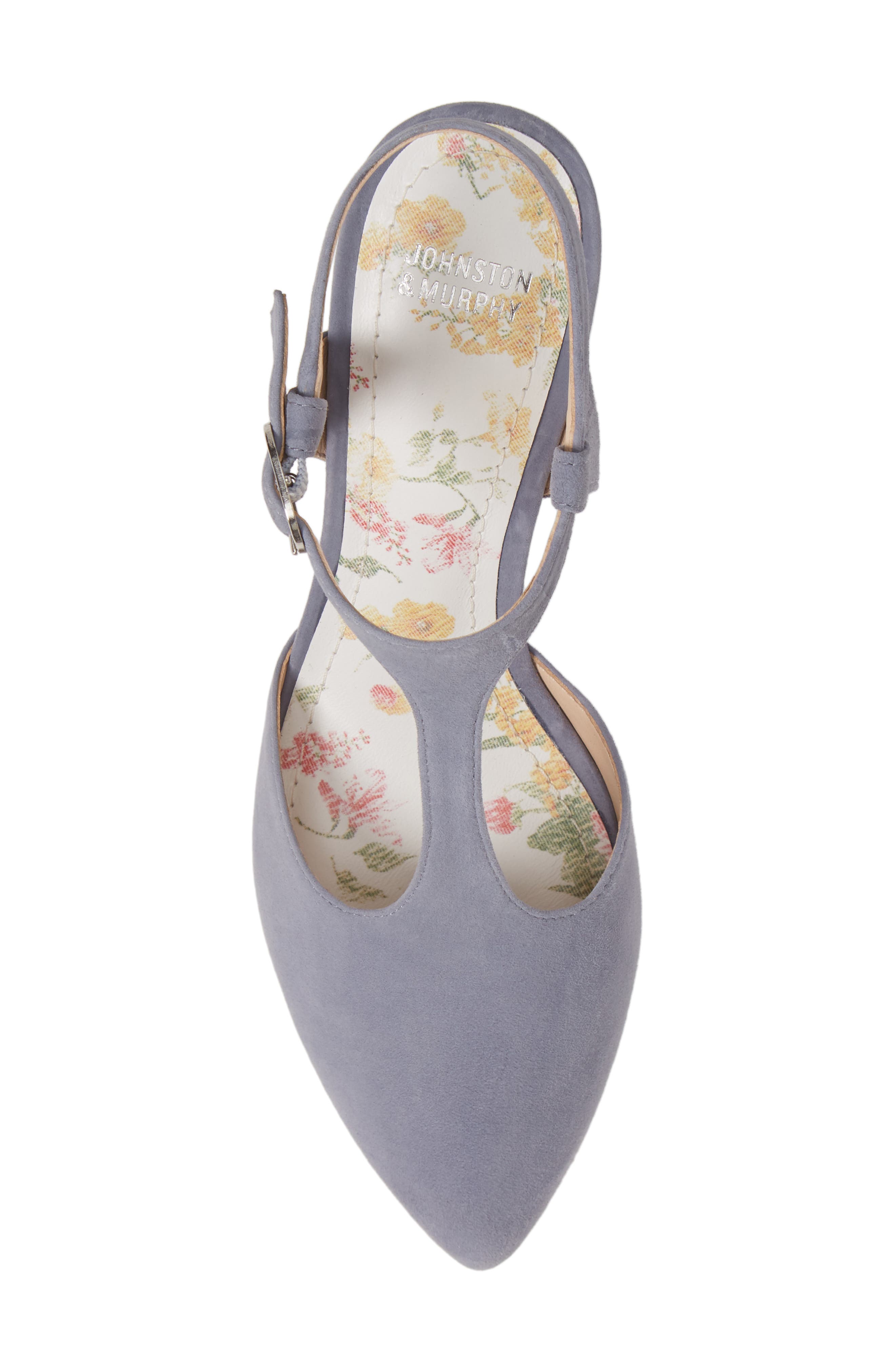 Laina T-Strap Pump, Alternate, color, DENIM SUEDE NAPPA LEATHER