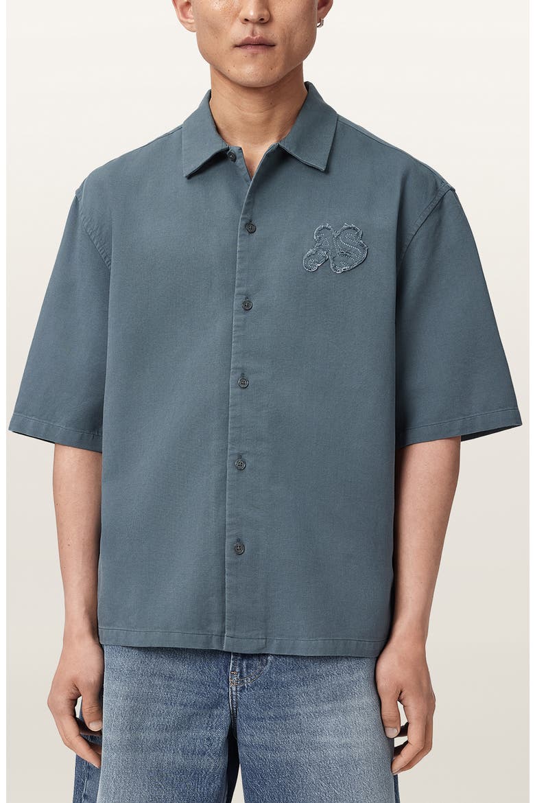Torres Short Sleeve Button Up Shirt, Main, color, LUNAR BLUE