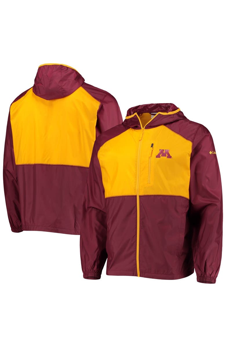 Columbia Men's Columbia Maroon/Gold Minnesota Golden Gophers Flash Forward Hoodie Full-Zip Lightweight Windbreaker, Main, color,