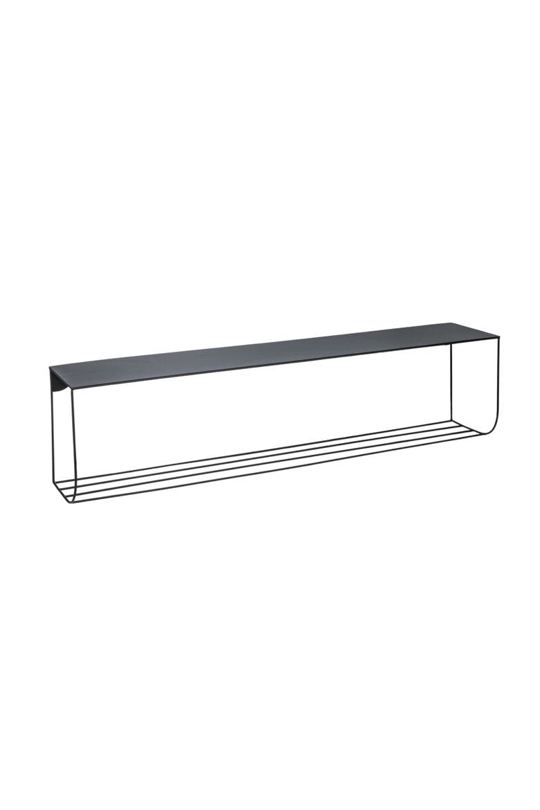Metal Two-Tier Wall Shelf Storage, Matte Black, Main, color, Black