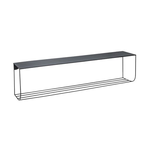 Storied Home Metal Two-tier Wall Shelf Storage, Matte Black