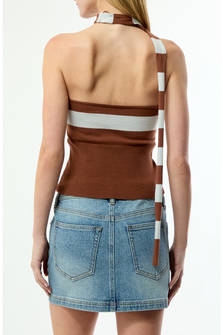 Vanessa Scarf Knit Top, Alternate, color, BROWN