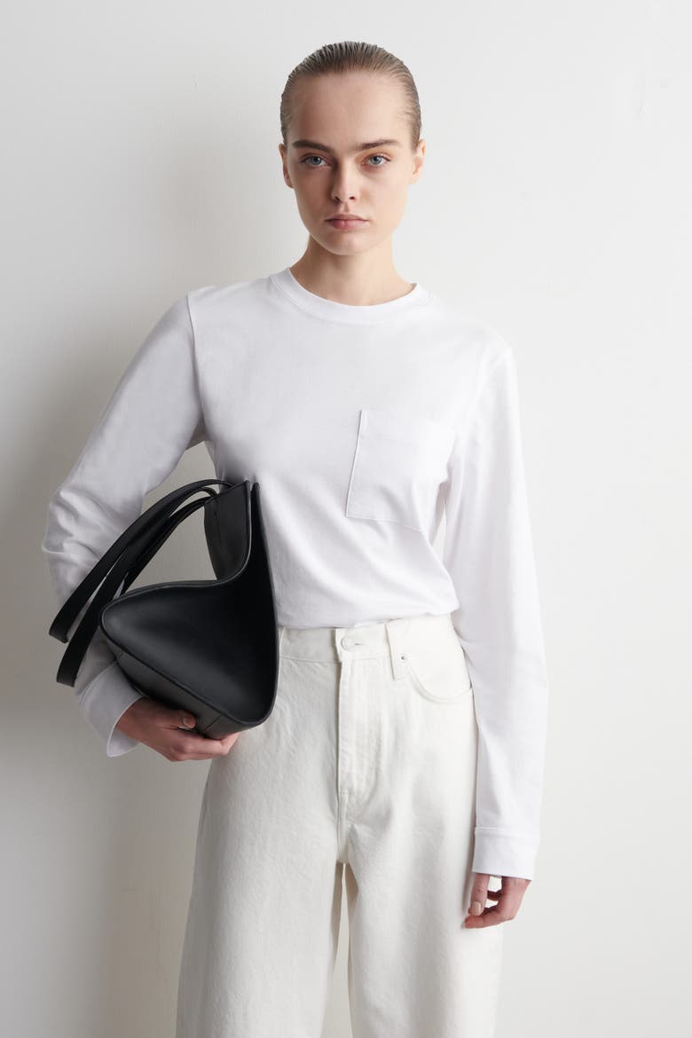 Cotton Long-Sleeved T-Shirt, Main, color, WHITE