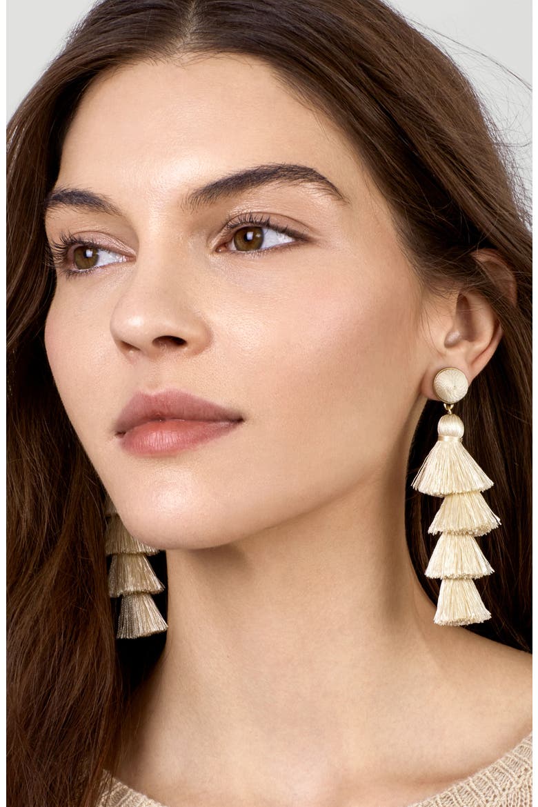 Gabriela Tassel Fringe Earrings, Alternate, color, CREAM