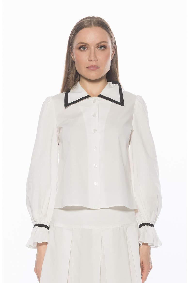 Shannan Tipped Collar Button-Up Shirt, Alternate, color, IVORY
