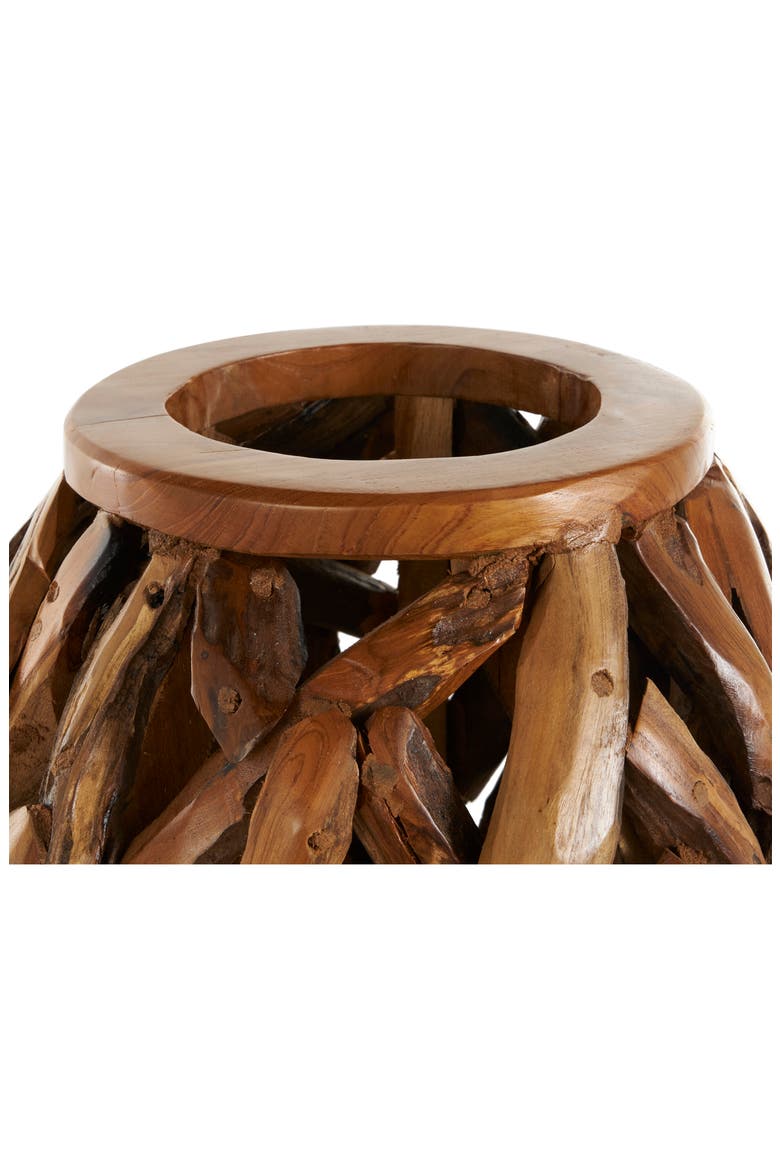 Teak Wood Vase, Alternate, color, BROWN