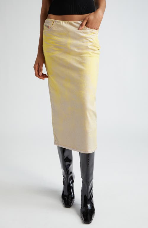 DIESEL® De-Pra-S2 Laminated Denim Midi Skirt in Yellow 