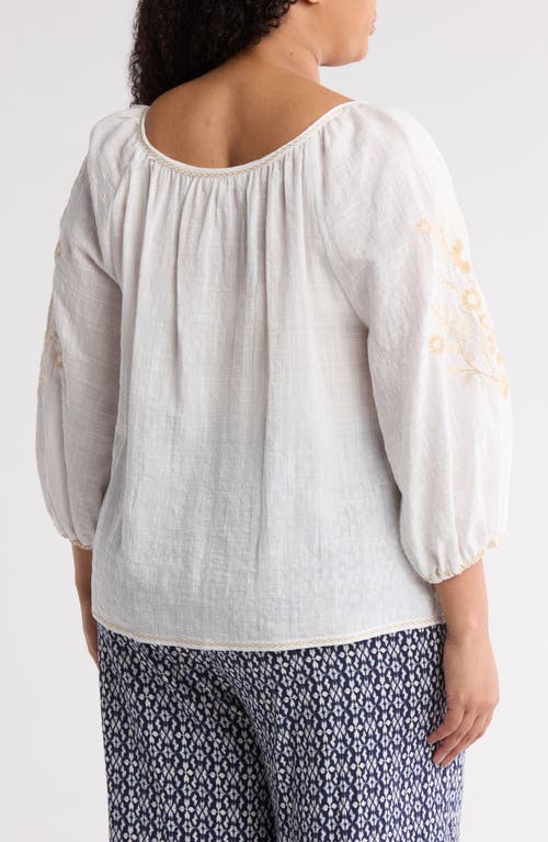 Max Studio Embroidered Cotton Blend Top