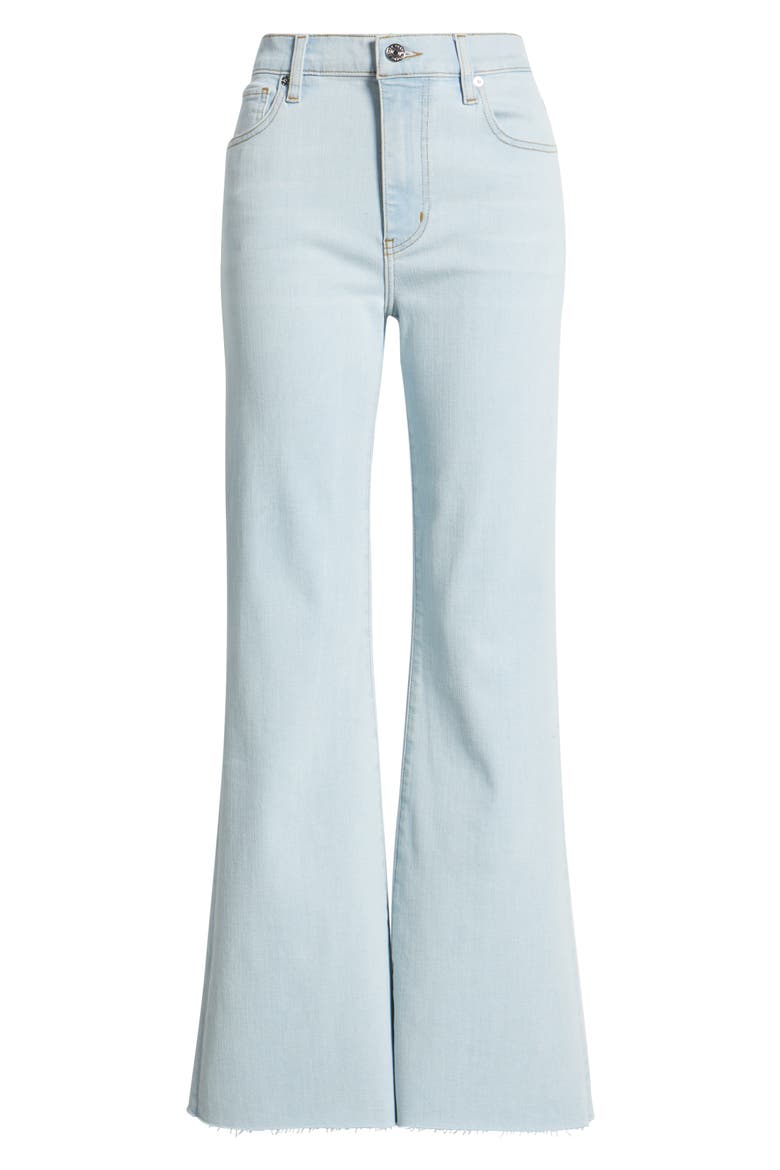 The Icon Raw Hem Flare Jeans, Alternate, color, FEATHER RAW AFTER