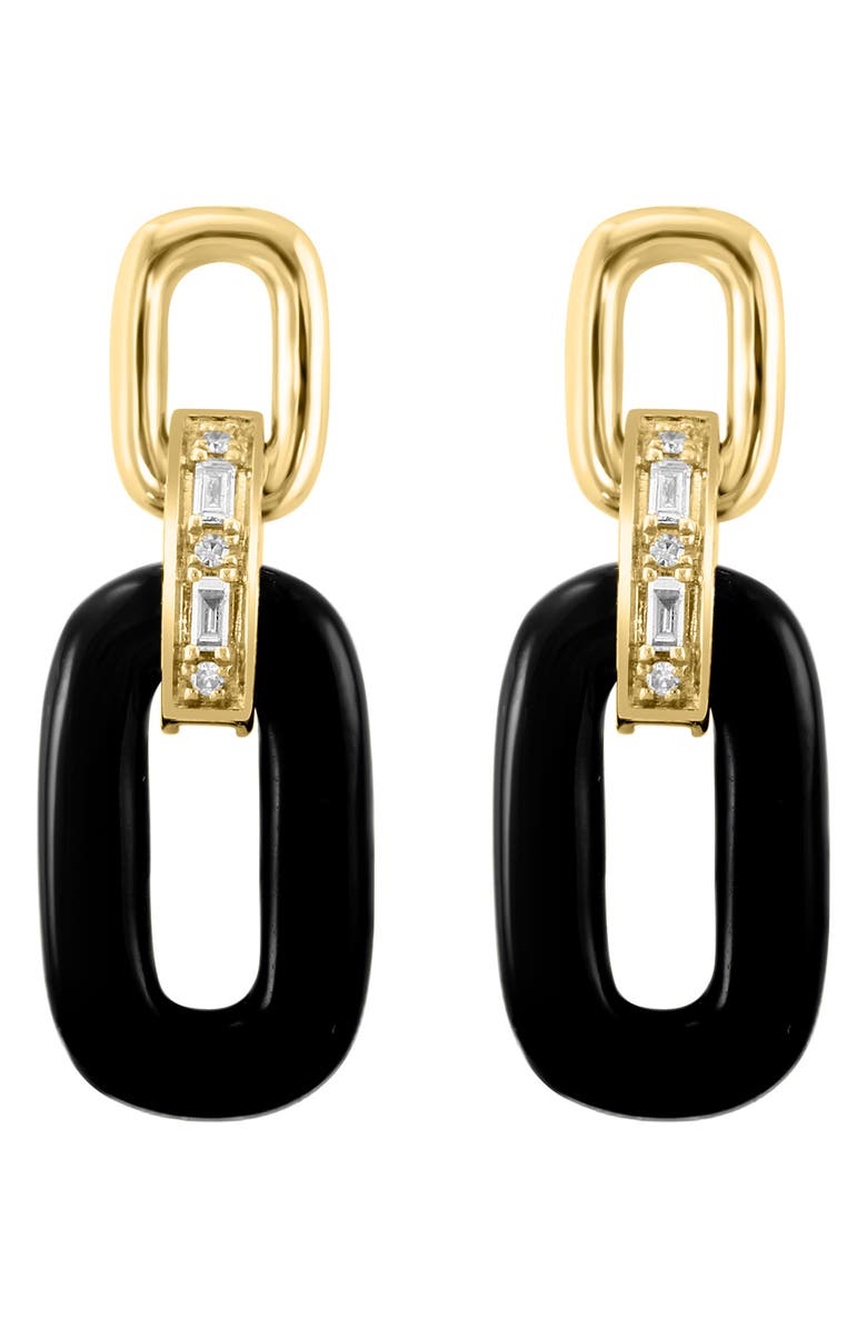 EFFY Onyx & Diamond Link Drop Earrings - 0.08ct., Alternate, color, Black