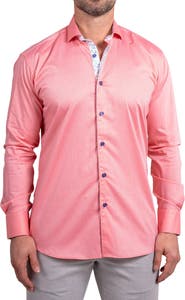 Maceoo Einstein Ascension0061 Red Micropattern Cotton Button-Up Shirt
