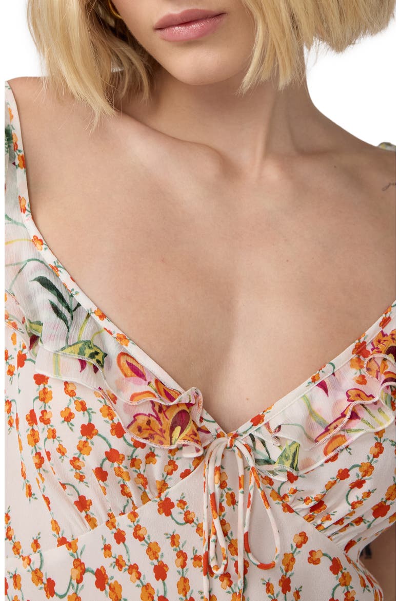 Christina Floral Ruffle Sleeve Midi Dress, Alternate, color, MIRAGE DITSY