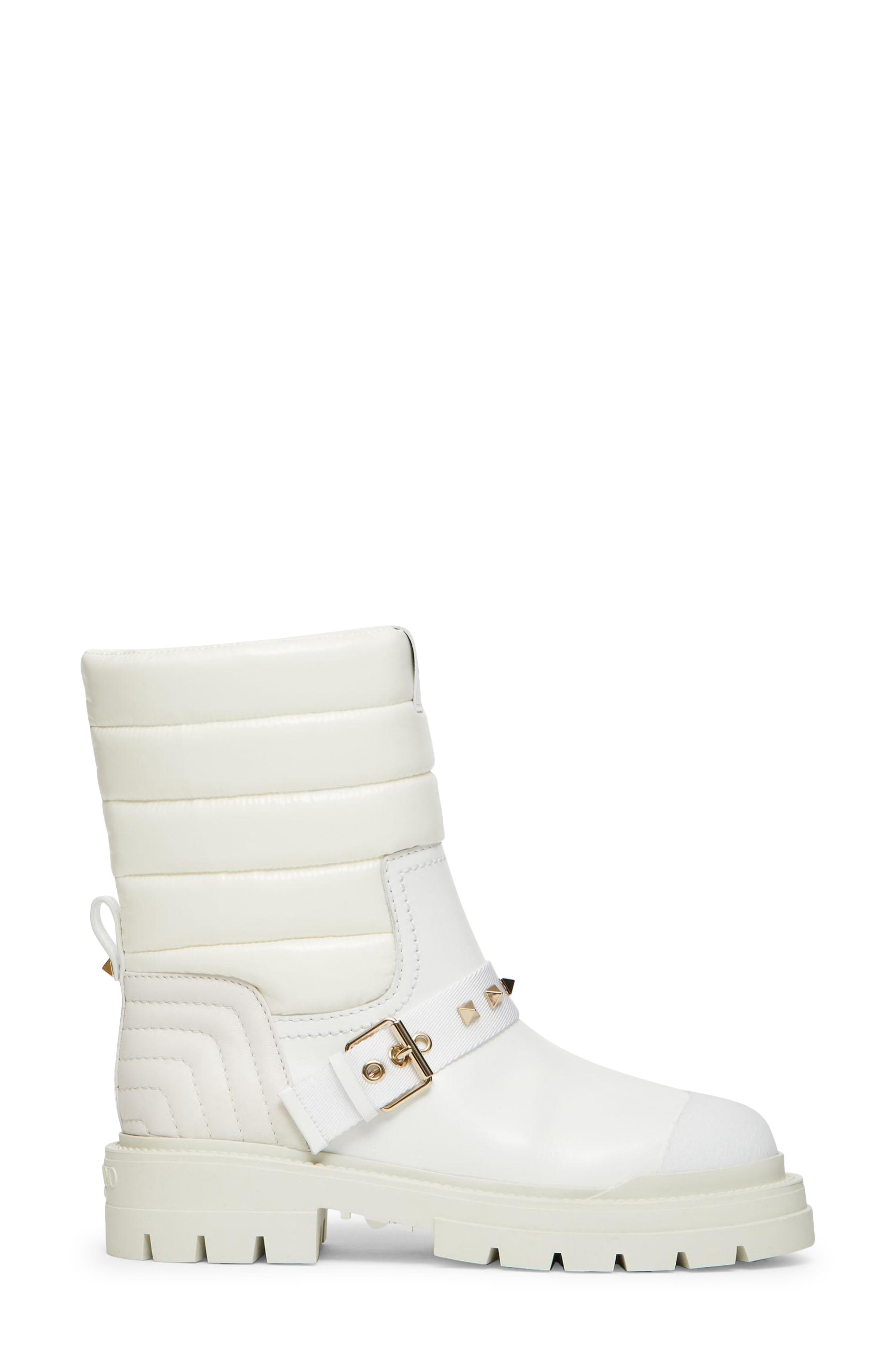 Rockstud Biker Boot, Main, color, WHITE