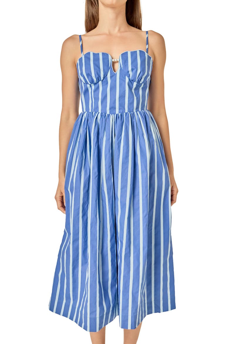 Marine Stripe Sleeveless Cotton Midi Dress, Alternate, color, BLUE STRIPES