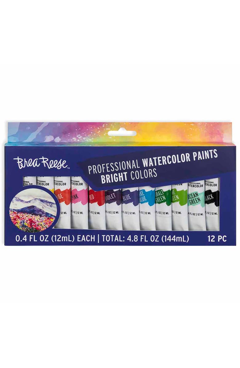 Brea Reese Professional Watercolor Paint Set 12 Tubes, Main, color, Multicolored