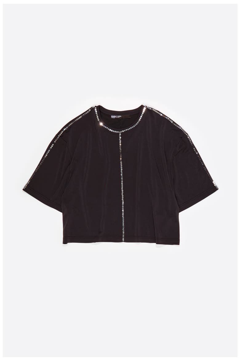 Faded Fluid T-Shirt With Sequins, Alternate, color, WASHED BLACK