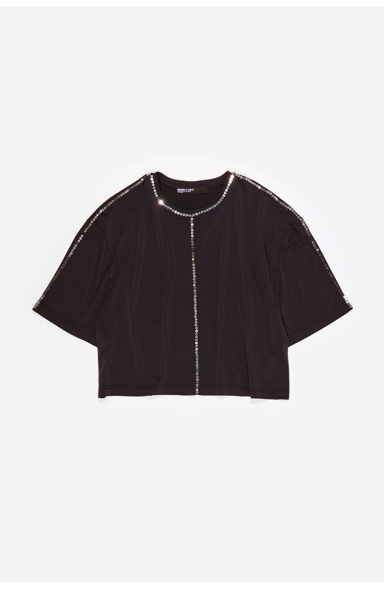 Bimba y Lola Faded Fluid T-Shirt With Sequins, Alternate, color, Washed Black