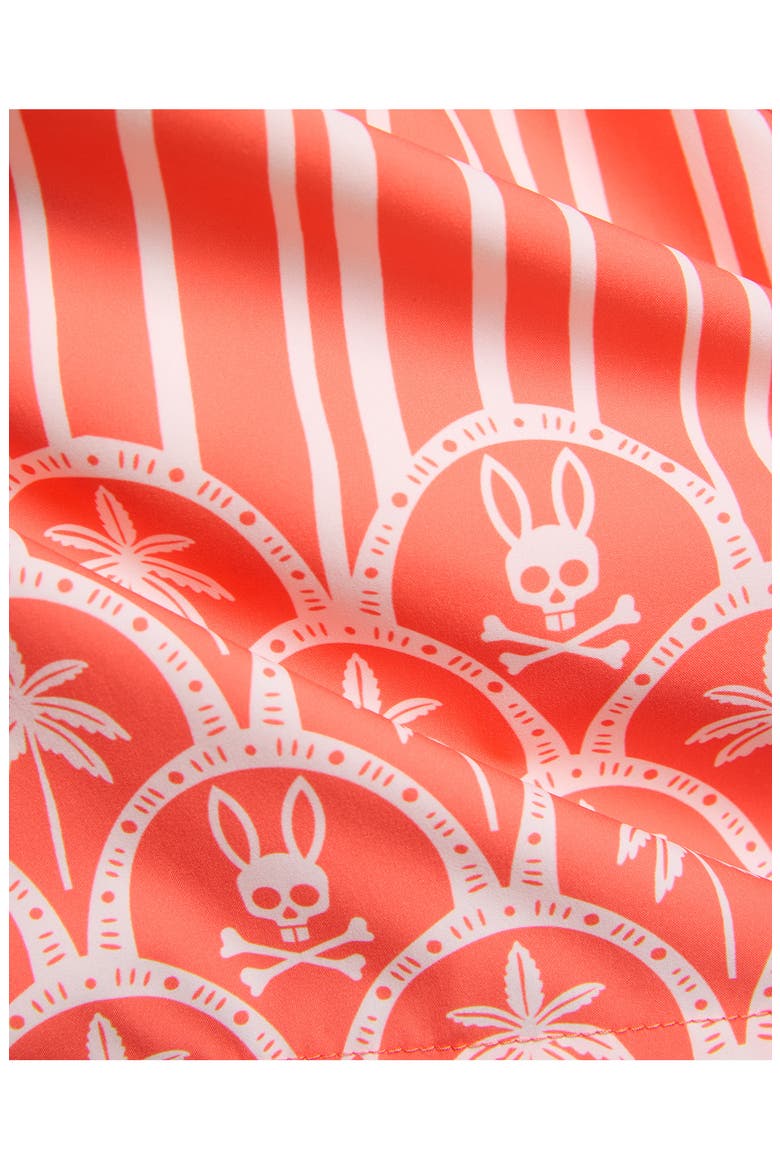 Brad Palm Tree & Bunny Print 6-Inch Swim Trunks, Alternate, color, EMBERGLOW
