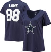FANATICS Women's CeeDee Lamb Navy Dallas Cowboys Plus Size Fair Catch Name & Number V-Neck T-Shirt