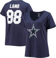 FANATICS Women's CeeDee Lamb Navy Dallas Cowboys Plus Size Fair Catch Name & Number V-Neck T-Shirt