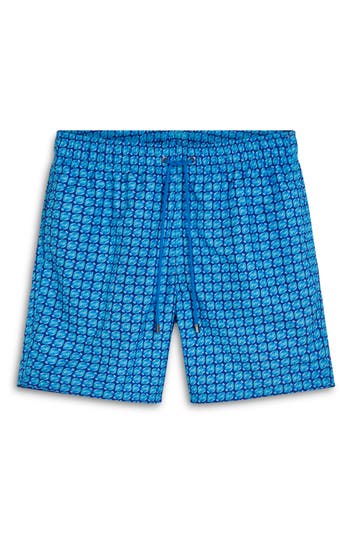 Bugatchi Fish Print Swim Trunks