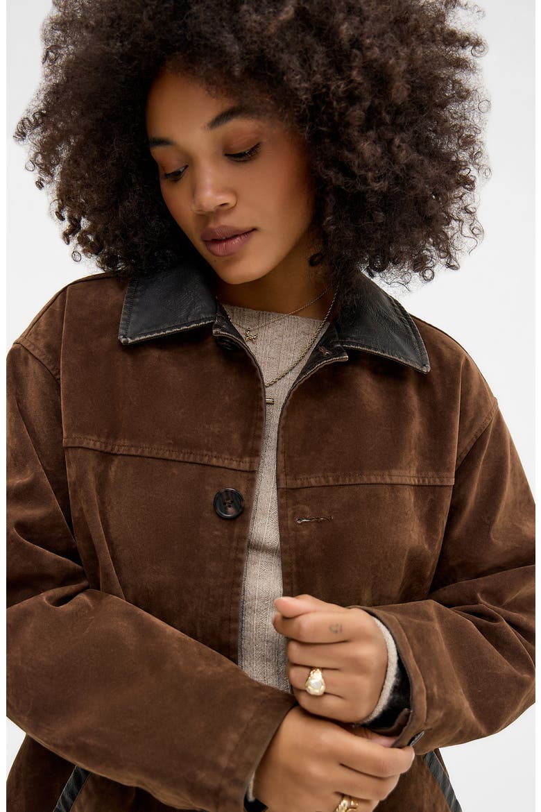 Eugine Faux Suede Jacket, Alternate, color, BROWN