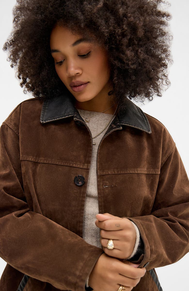 BDG Urban Outfitters Eugine Faux Suede Jacket, Alternate, color, Brown