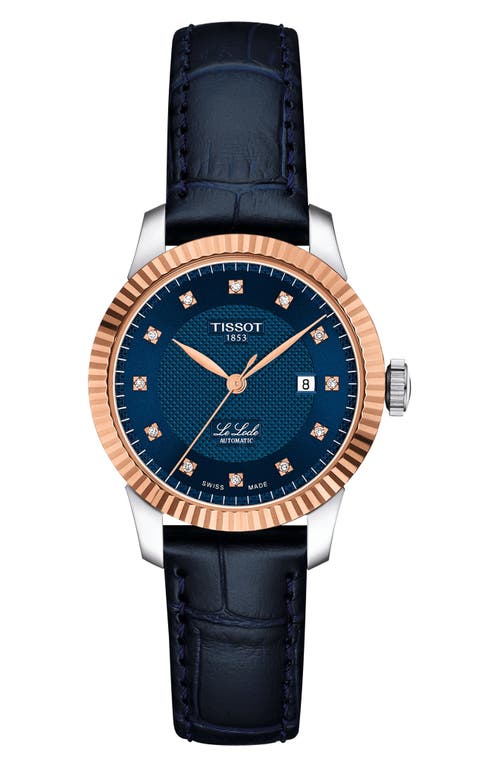 Tissot Le Locle Diamond Powermatic 80 Leather Strap Watch, 29mm In Blue