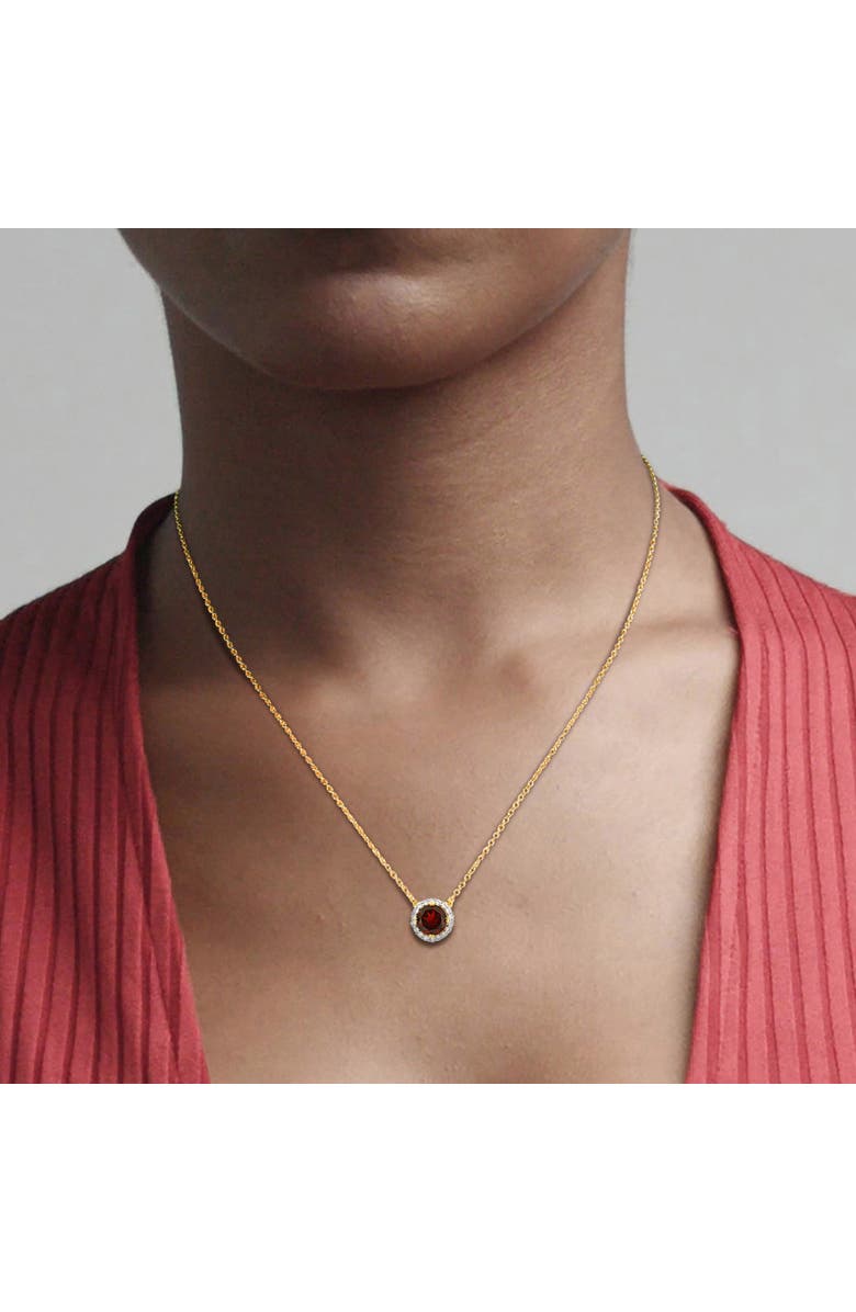 Julianna B. Gemstones Halo Necklace Plated-Silver, Alternate, color, Garnet/Yellow-Plated