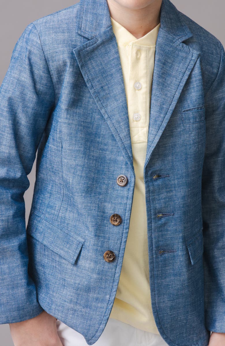Hope & Henry Kids' Classic Organic Chambray Suit Jacket, Alternate, color, Chambray With Logo Lining