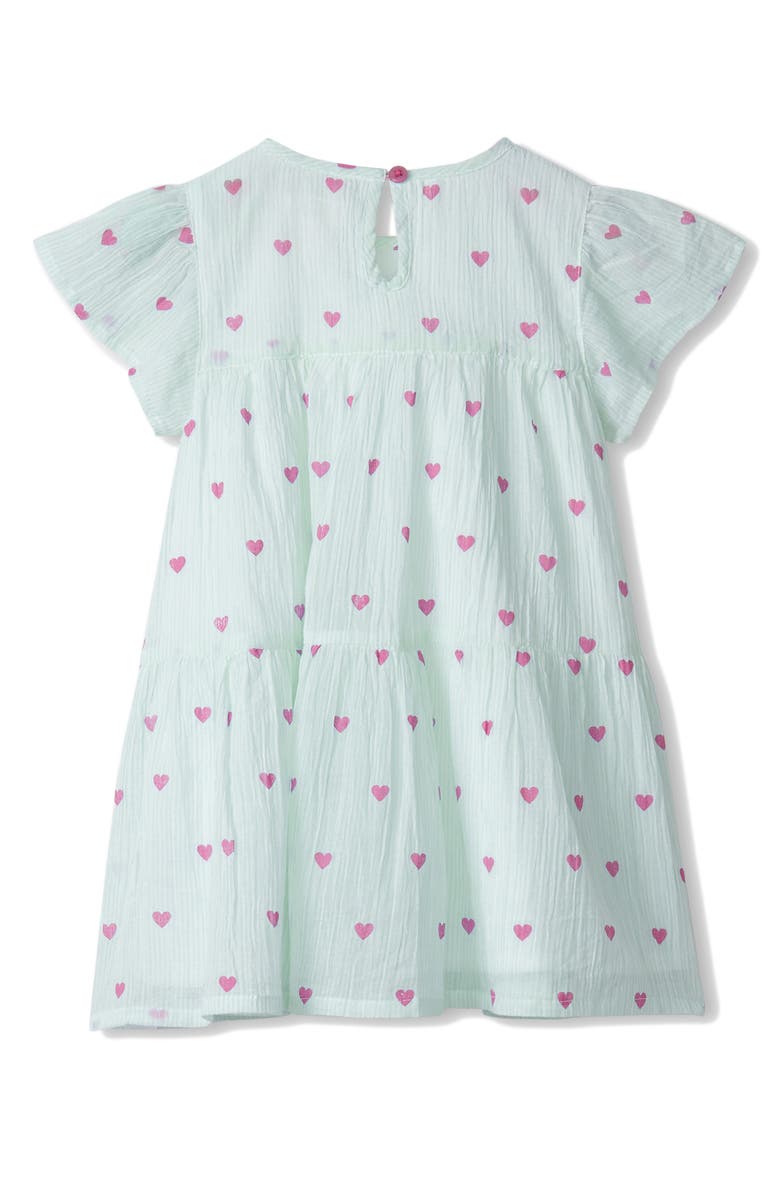 Hatley Little Hearts Cotton Tiered Dress, Alternate, color, Blue Light