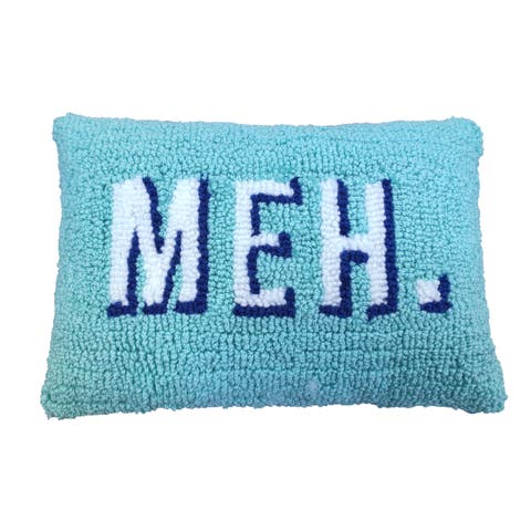 Meh. Small Lumbar Hook Loop Pillow Polyester Blue