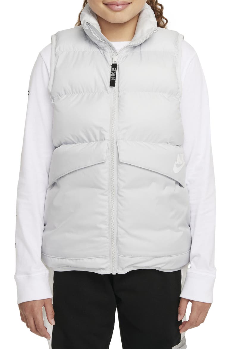 Kids' Sportswear Puffer Vest, Main, color, PHOTON DUST/ WHITE