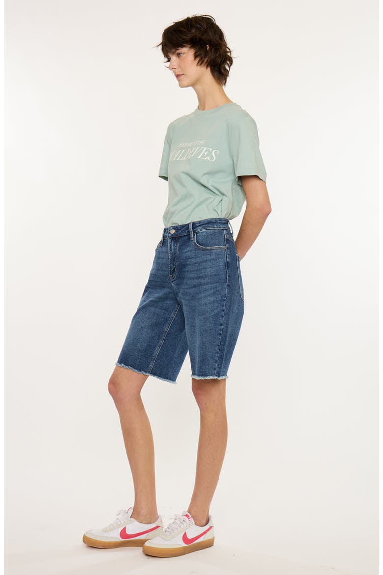 Arley Essentials Mid Rise Denim Jorts, Alternate, color, Dark Wash