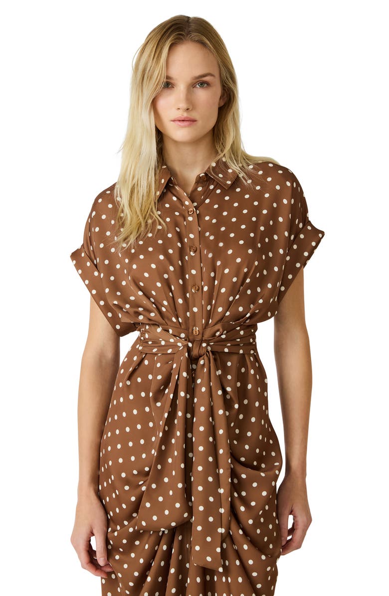 Steve Madden Tori Polka Dot Shirtdress, Alternate, color, Toffee/ Antique White