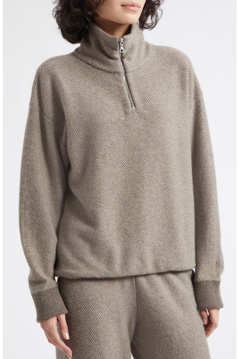 Reel Cashmere Quarter Zip Sweater, Alternate, color, HEATHER/ PEBBLE