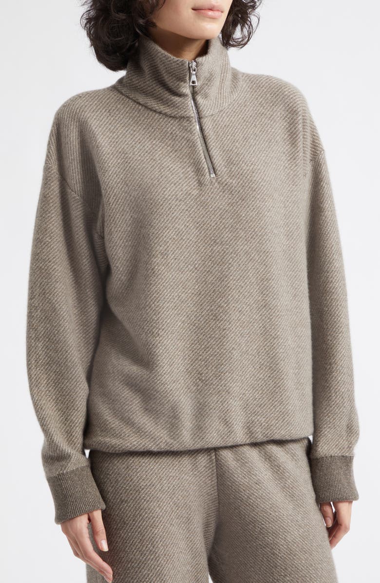 Johnstons of Elgin Reel Cashmere Quarter Zip Sweater, Alternate, color, Heather/ Pebble