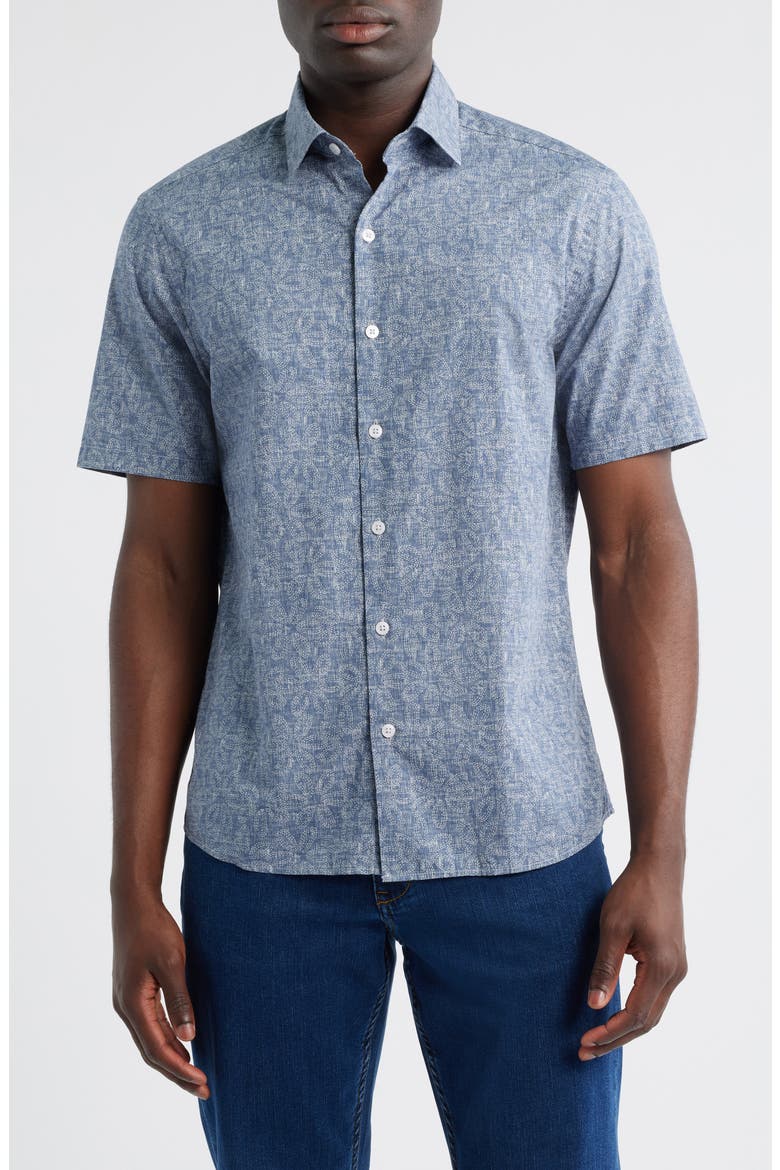 Roland Short Sleeve Button-Up Shirt, Main, color, BLUE