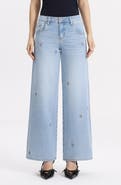Bayeas Embroidered Mid Rise Wide Leg Jeans