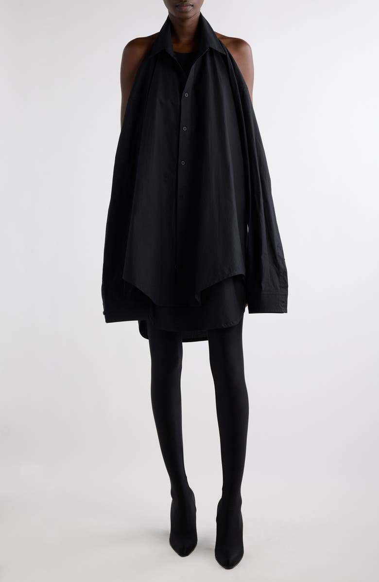 Balenciaga Suspended Cape Sleeve Cotton Shirtdress, Main, color, 