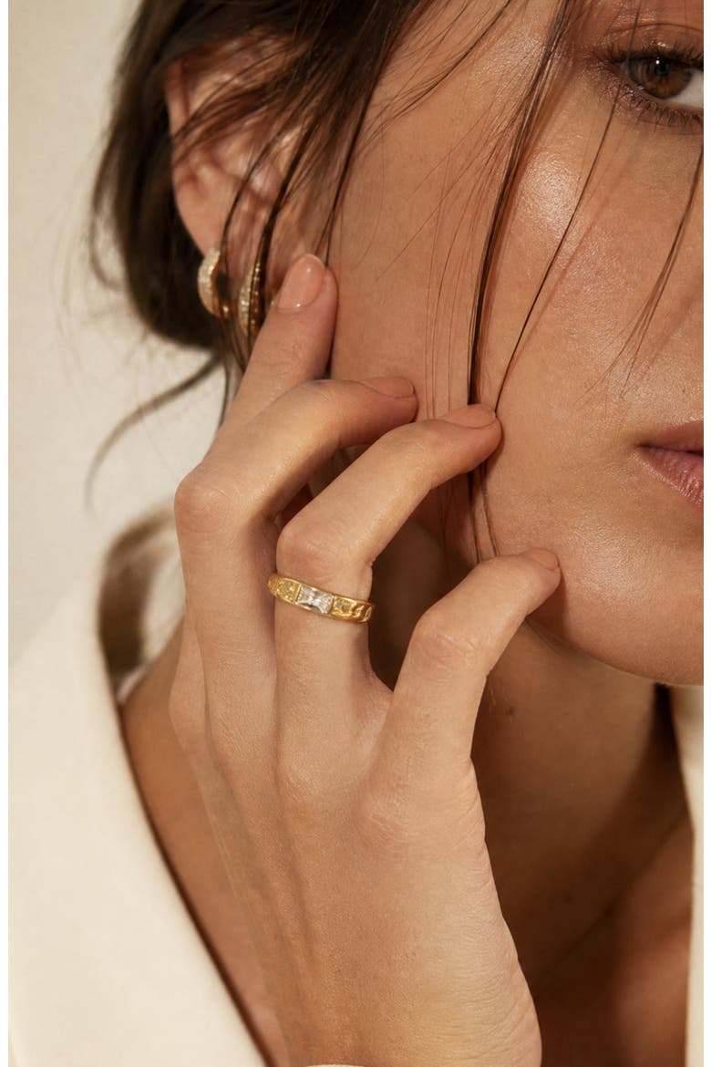 Sadie Baguette 14k Gold Plated Chain Ring, Alternate, color, GOLD