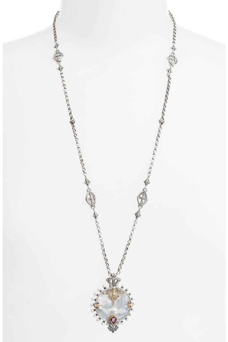 Sterling and Gold Pendant Necklace, Main, color, SILVER/ GOLD/ WHITE