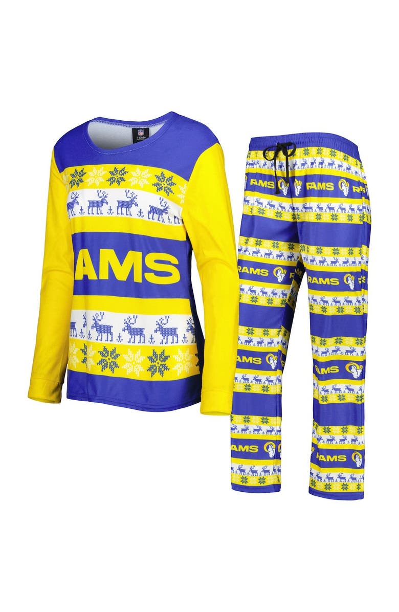 FOCO Women's FOCO Royal Los Angeles Rams Holiday Ugly Pajama Set, Main, color, Royal