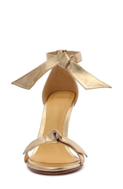 Alexandre Birman 100mm Clarita Bow-detail Leather Heeled Sandals In Gold