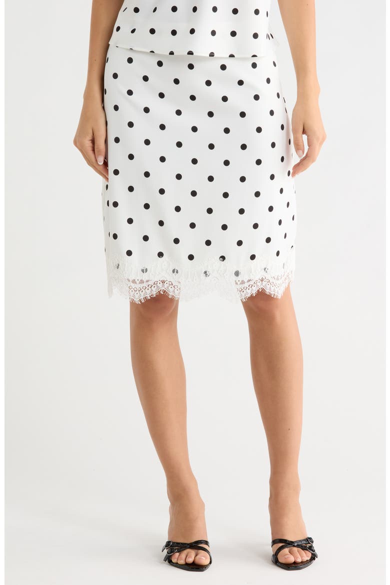 Lace Trim Skirt, Main, color, IVORY POLKA DOT