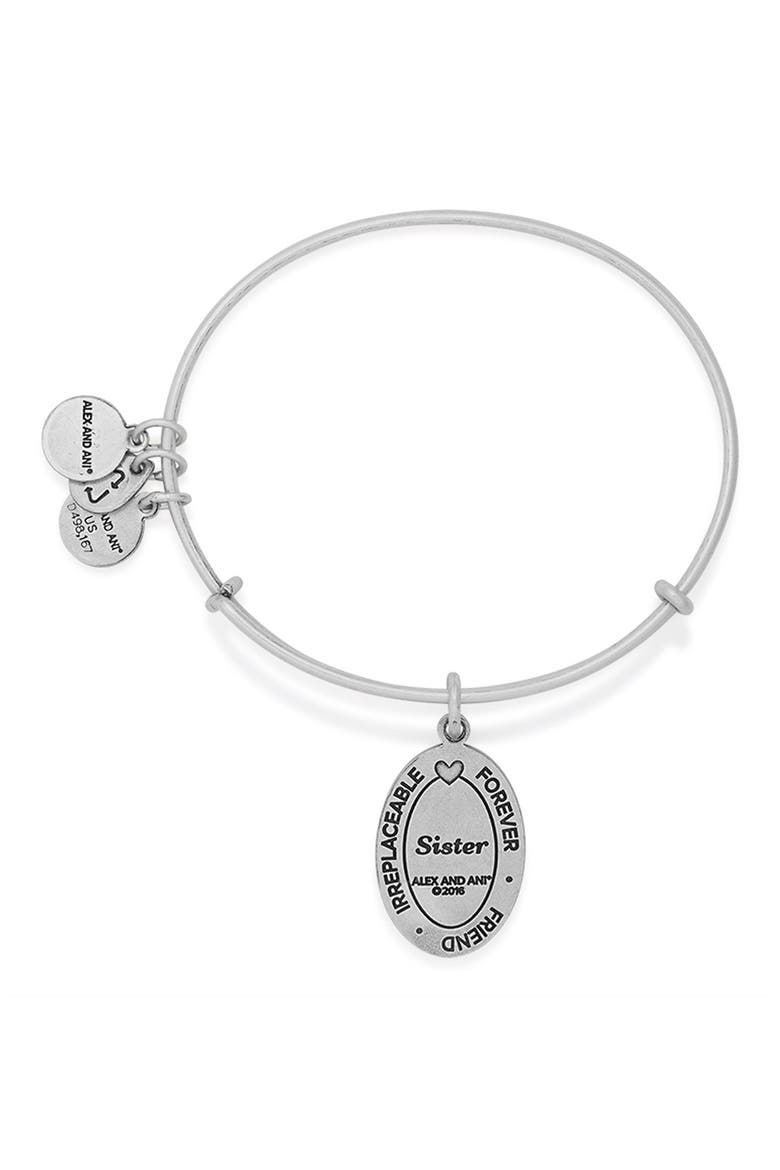 'I Love You Sister' Expandable Wire Bangle, Alternate, color, SILVER