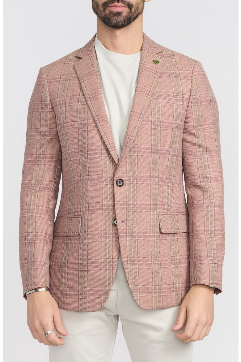 Plaid Wool Blend Sport Coat, Main, color, PEACH