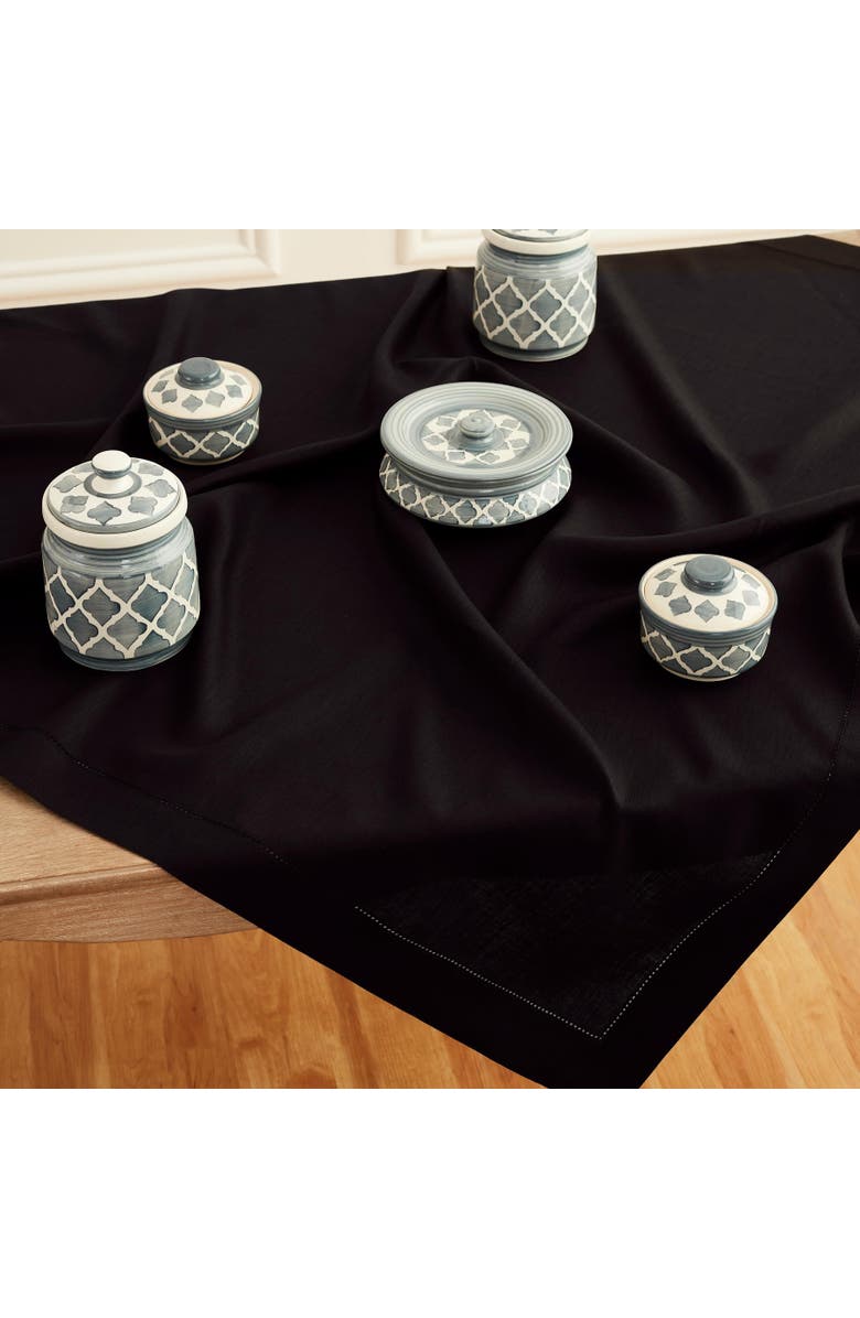 Solino Home Linen Table Throw - Classic Hemstitch, Alternate, color, Black