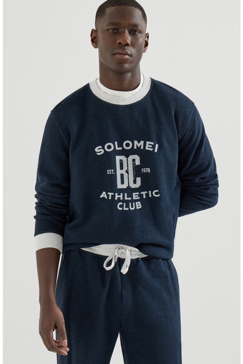 Cotton French terry sweatshirt, Alternate, color, Navy Blue