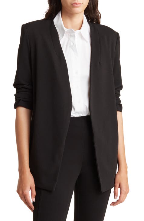 Collarless Open Front Blazer